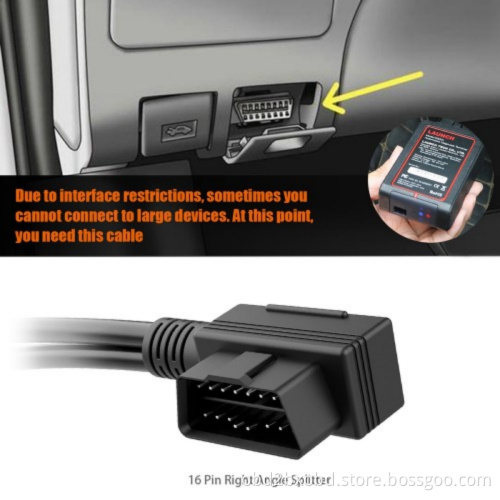 1ft 30cm OBD2 16 Pin Right Angle Splitter Y Cable Male to 2 Female Y Splitter Extension Cable